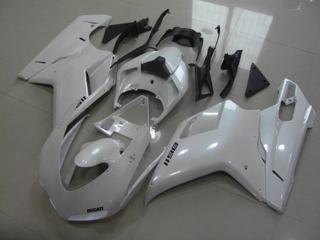 Ducati 848 1098 1198 07-14 Motorrad Verkleidungen - BirnenWeiß, schwarze Aufkleber Ducati 848 1098 1198 07-14 Motorrad Verkleidungen - BirnenWeiß, schwarze Aufkleber
