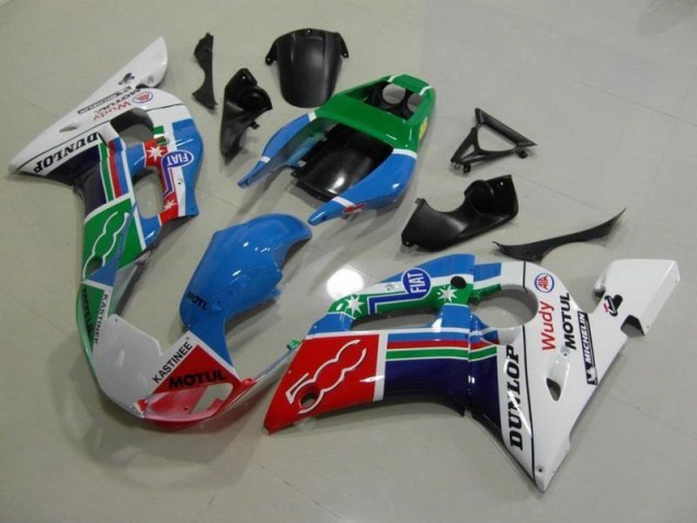 R6 98-02 Motorrad Verkleidungen - Blau Weiß Grün Rot Wudy Motul Dunlop R6 98-02 Motorrad Verkleidungen - Blau Weiß Grün Rot Wudy Motul Dunlop