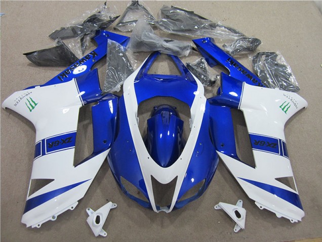ZX6R 07-08 Motorrad Verkleidungen - Blau Weiß Monster ZX6R 07-08 Motorrad Verkleidungen - Blau Weiß Monster
