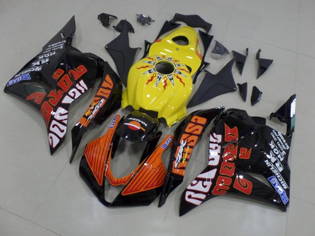 CBR 600 RR 09-12 Motorrad Verkleidungen - Gelb Rossi Rennen
