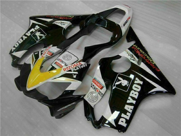 CBR 600 F4i 01-03 Motorrad Verkleidungen - Gelb Silber Schwarz Playboy CBR 600 F4i 01-03 Motorrad Verkleidungen - Gelb Silber Schwarz Playboy