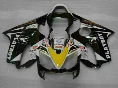CBR 600 F4i 01-03 Motorrad Verkleidungen - Gelb Silber Schwarz Playboy