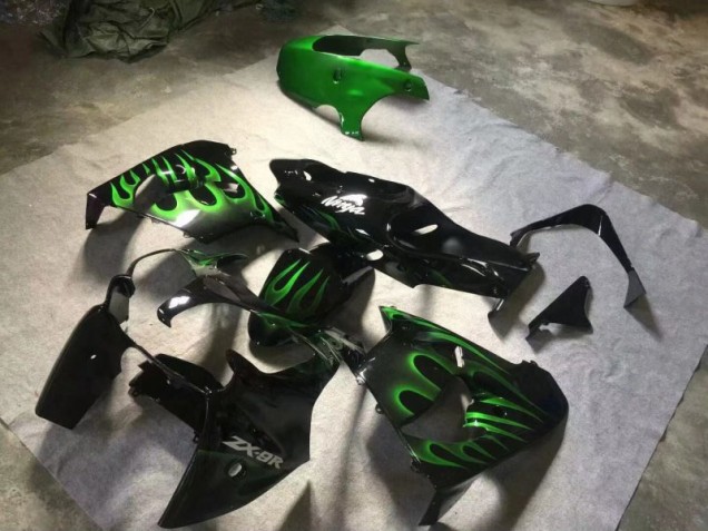ZX9R 00-01 Motorrad Verkleidungen - Glänzend Schwarze Grüne Flamme ZX9R 00-01 Motorrad Verkleidungen - Glänzend Schwarze Grüne Flamme