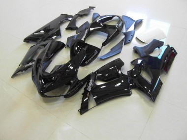ZX6R 05-06 Motorrad Verkleidungen - Glänzend schwarz silberne Aufkleber