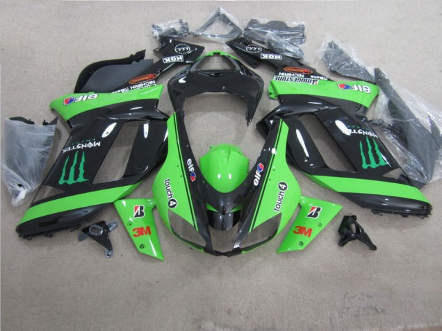 ZX6R 07-08 Motorrad Verkleidungen - Grün Schwarz 3M Monster ZX6R 07-08 Motorrad Verkleidungen - Grün Schwarz 3M Monster