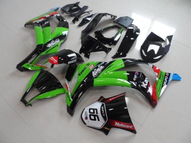 ZX10R 11-15 Motorrad Verkleidungen - Grün Schwarz mit Nummer 66