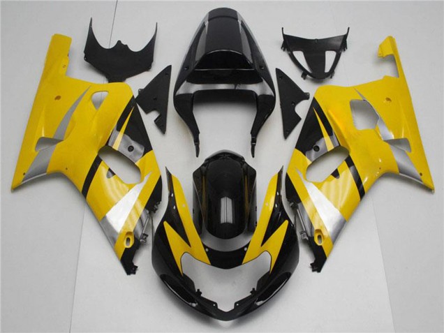 Billigste Suzuki GSXR 600/750 Motorrad Verkleidung 2001-2003 - Gelb Silber Glanzendes Schwarz