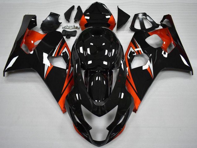 Billigste Suzuki GSXR 600/750 Motorrad Verkleidung 2004-2005 - Glanzendes Schwarz Rot Streifen