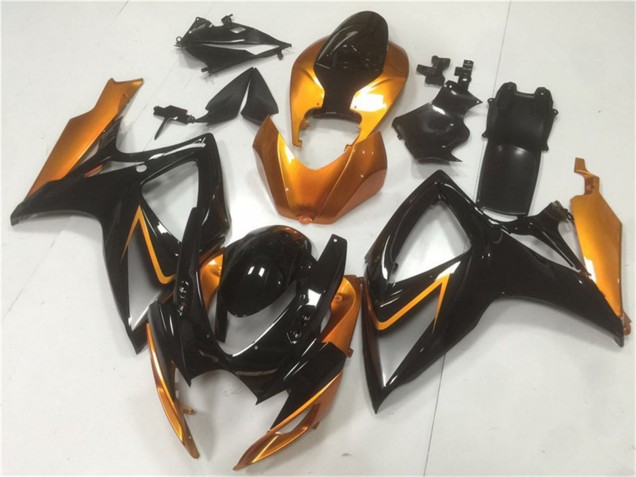 Billigste Suzuki GSXR 600/750 Motorrad Verkleidung 2006-2007 - Orange Glanzendes Schwarz