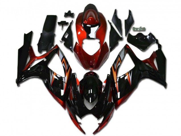 Billigste Suzuki GSXR 600/750 Motorrad Verkleidung 2006-2007 - Orange Silber Glanzendes Schwarz Streifen