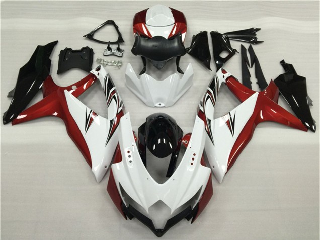 Billigste Suzuki GSXR 600/750 Motorrad Verkleidung 2008-2010 - Weiss Rot Glanzendes Schwarz