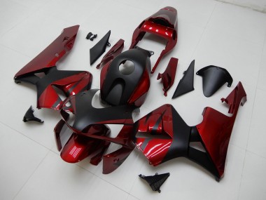Billigste Honda CBR600RR Motorrad Verkleidung 2003-2004 - Rot Matt Schwarz Streifen