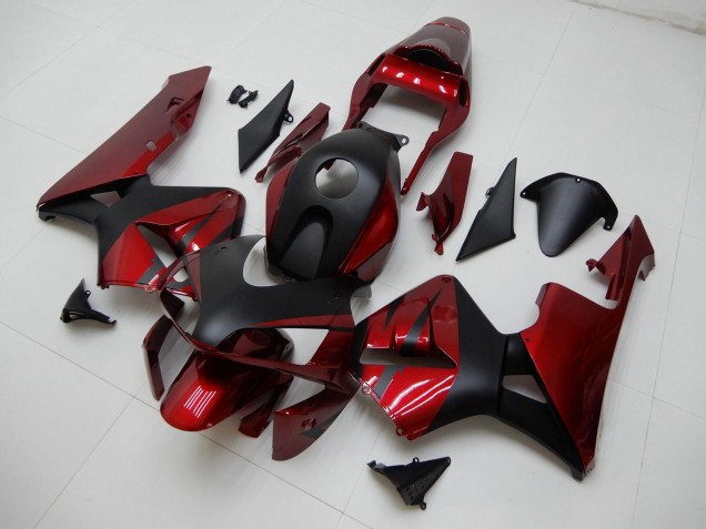 Billigste Honda CBR600RR Motorrad Verkleidung 2003-2004 - Rot Matt Schwarz Streifen