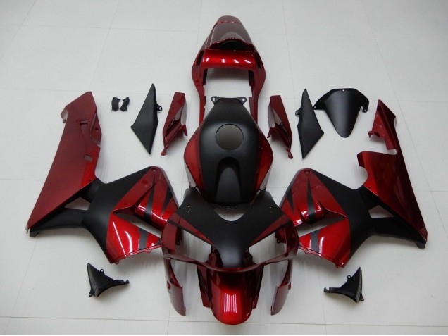 Billigste Honda CBR600RR Motorrad Verkleidung 2003-2004 - Rot Matt Schwarz Streifen