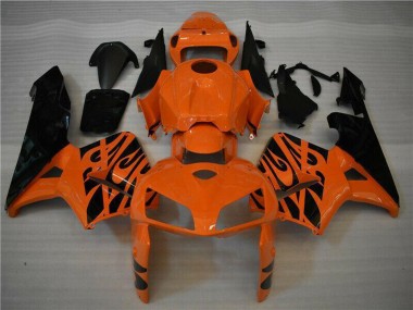 Billigste Honda CBR600RR Motorrad Verkleidung 2005-2006 - Orange Schwarz Flamme