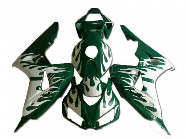 Billigste Honda CBR1000RR Motorrad Verkleidung 2006-2007 - Weiss Grun Flamme
