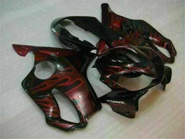Billigste Honda CBR600 F4i Motorrad Verkleidung 2004-2007 - Glanzendes Schwarz Rot Flamme