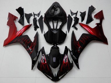 Billigste Yamaha YZF R1 Motorrad Verkleidung 2004-2006 - Glanzendes Schwarz Rot Flamme