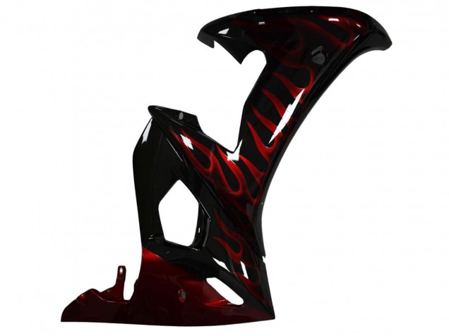 Billigste Yamaha YZF R6 Motorrad Verkleidung 2003-2004 - Glanzendes Schwarz Rot Flamme