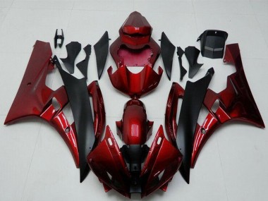 Billigste Yamaha YZF R6 Motorrad Verkleidung Kit 2006-2007 - Rot Matt Schwarz