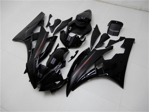 Billigste Yamaha YZF R6 Motorrad Verkleidung Kit 2006-2007 - Glanzendes Schwarz Matt Schwarz
