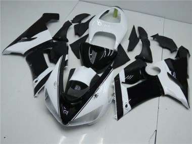 Billigste Kawasaki ZX6R Motorrad Verkleidung 2005-2006 - Weiss Glanzendes Schwarz