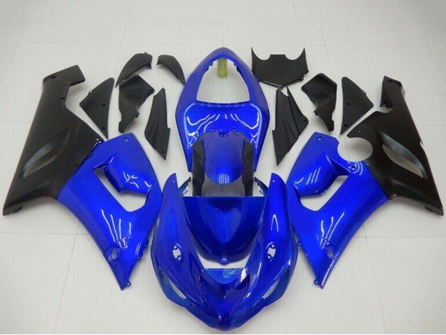 Billigste Kawasaki ZX6R Motorrad Verkleidung 2005-2006 - Blau Matt Schwarz
