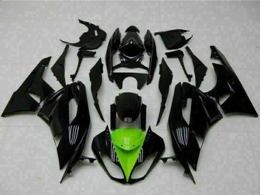 Billigste Kawasaki ZX6R Motorrad Verkleidung 2009-2012 - Glanzendes Schwarz Grun