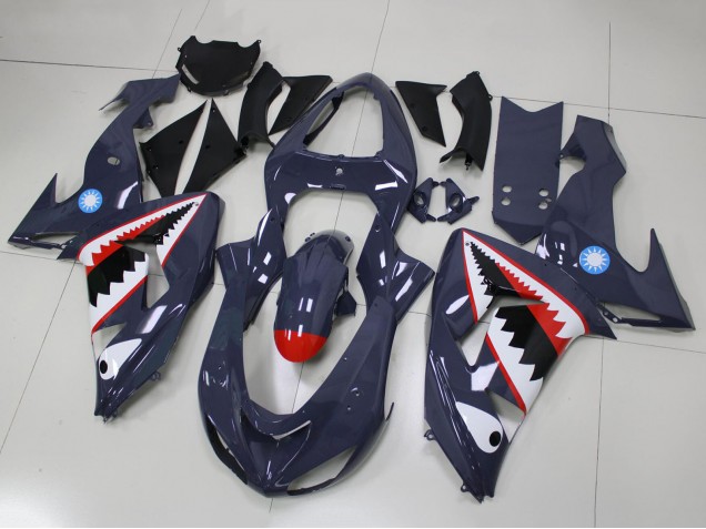 Billigste Kawasaki ZX10R Motorrad Verkleidung 2006-2007 - Grau Weiss Rot Hai