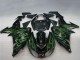 Billigste Kawasaki ZX10R Motorrad Verkleidung 2006-2007 - Glanzendes Schwarz Grun Flamme