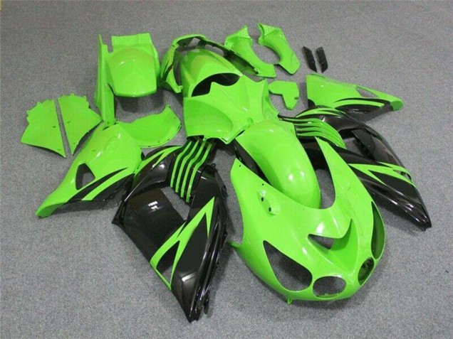 Billigste Kawasaki ZX14R ZZR1400 Motorrad Verkleidung 2006-2011 - Grun Glanzendes Schwarz