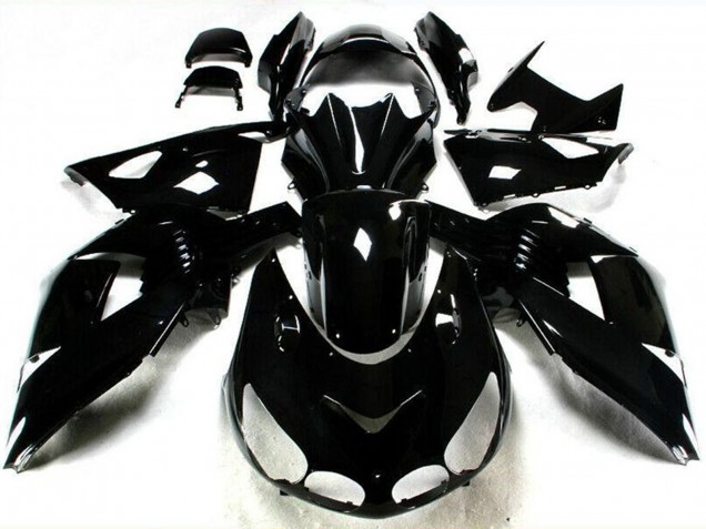 Billigste Kawasaki ZX14R ZZR1400 Motorrad Verkleidung 2006-2011 - Glanzendes Schwarz