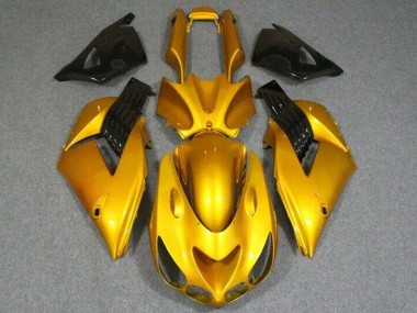 Billigste Kawasaki ZX14R ZZR1400 Motorrad Verkleidung 2006-2011 - Gold Glanzendes Schwarz