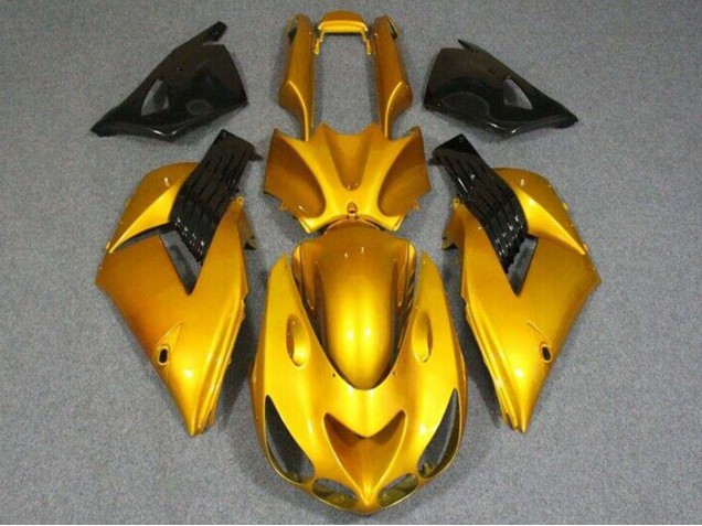 Billigste Kawasaki ZX14R ZZR1400 Motorrad Verkleidung 2006-2011 - Gold Glanzendes Schwarz