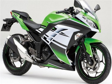 Billigste Kawasaki Ninja 300 EX300R Motorrad Verkleidung 2013-2024 - Grun Weiss Schwarz Streifen