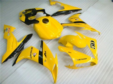 Billigste Yamaha YZF R1 Motorrad Verkleidung 2004-2006 - Gelb Glanzendes Schwarz Dunlop 50