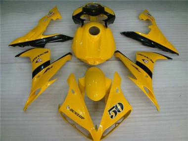 Billigste Yamaha YZF R1 Motorrad Verkleidung 2004-2006 - Gelb Glanzendes Schwarz Dunlop 50