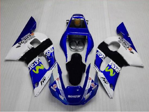 Billigste Yamaha YZF R6 Motorrad Verkleidung 1998-2002 - Weiss Blau Schwarz MoviStar ENEOS Yamalube