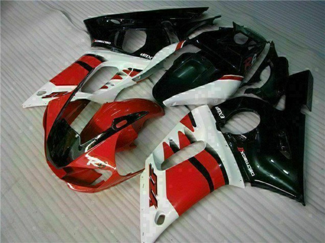 Billigste Yamaha YZF R6 Motorrad Verkleidung 1998-2002 - Weiss Rot Glanzendes Schwarz
