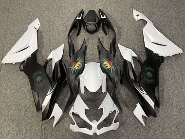 Billigste Kawasaki ZX6R Motorrad Verkleidung 2019-2022 - Weiss Schwarz Gluckliches Gesicht
