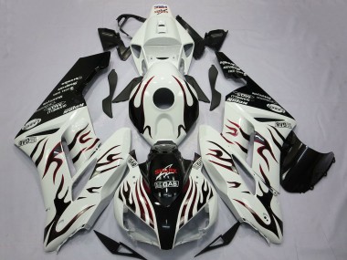 Billigste Honda CBR1000RR Motorrad Verkleidung 2004-2005 - Weiss Glanzendes Schwarz Rot Flamme
