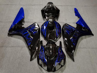 Billigste Honda CBR1000RR Motorrad Verkleidung 2006-2007 - Glanzendes Schwarz Blau Flamme