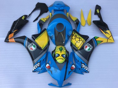 Billigste Honda CBR1000RR Motorrad Verkleidung 2012-2016 - Blau Gelb Glanzendes Schwarz Hai Teeth