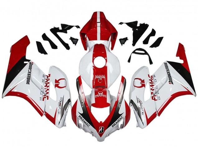 Billigste Honda CBR1000RR Motorrad Verkleidung 2004-2005 - Weiss Rot Glanzendes Schwarz Pramac Bridgestone