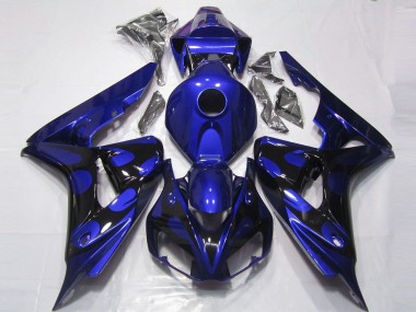 Billigste Honda CBR1000RR Motorrad Verkleidung 2006-2007 - Blau Glanzendes Schwarz Flamme
