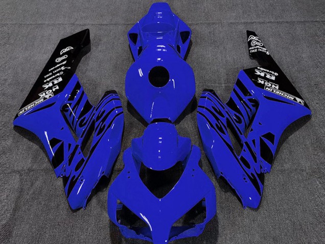 Billigste Honda CBR1000RR Motorrad Verkleidung 2004-2005 - Blau Glanzendes Schwarz Flamme