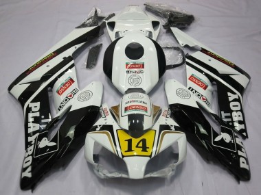 Billigste Honda CBR1000RR Motorrad Verkleidung 2004-2005 - Weiss Glanzendes Schwarz Gelb Playboy 14