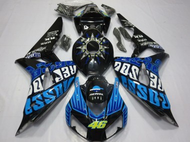 Billigste Honda CBR1000RR Motorrad Verkleidung 2006-2007 - Glanzendes Schwarz Blau Rossi 46