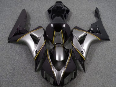 Billigste Honda CBR1000RR Motorrad Verkleidung 2006-2007 - Silber Gelb Glanzendes Schwarz PinStreifen