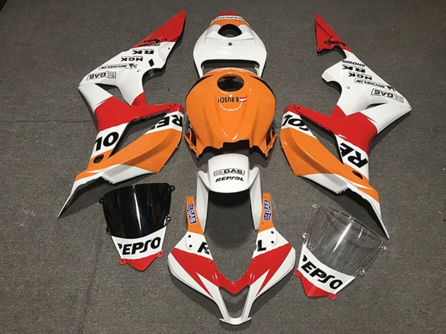 Billigste Honda CBR600RR Motorrad Verkleidung 2007-2008 - Orange Weiss Rot Glanzendes Schwarz Repsol Stil